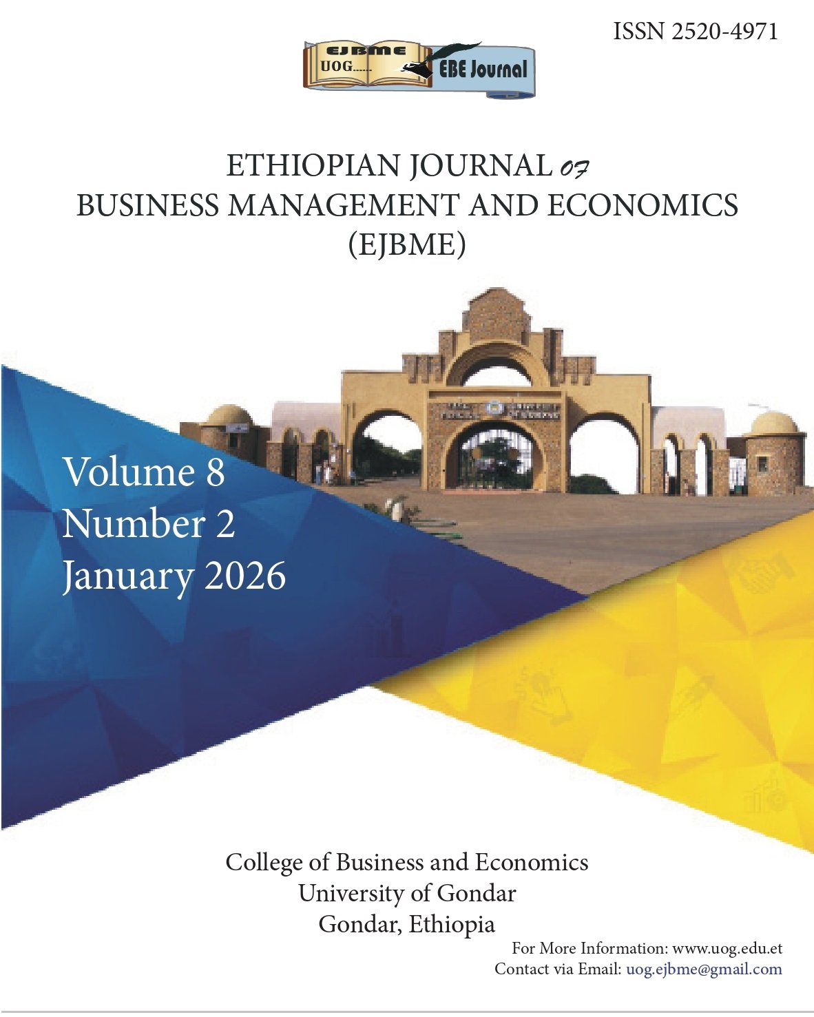 					View Vol. 8 No. 2 (2026): ETHIOPIAN JOURNAL OF BUSINESS MANAGEMENT AND ECONOMICS (EJBME)
				
