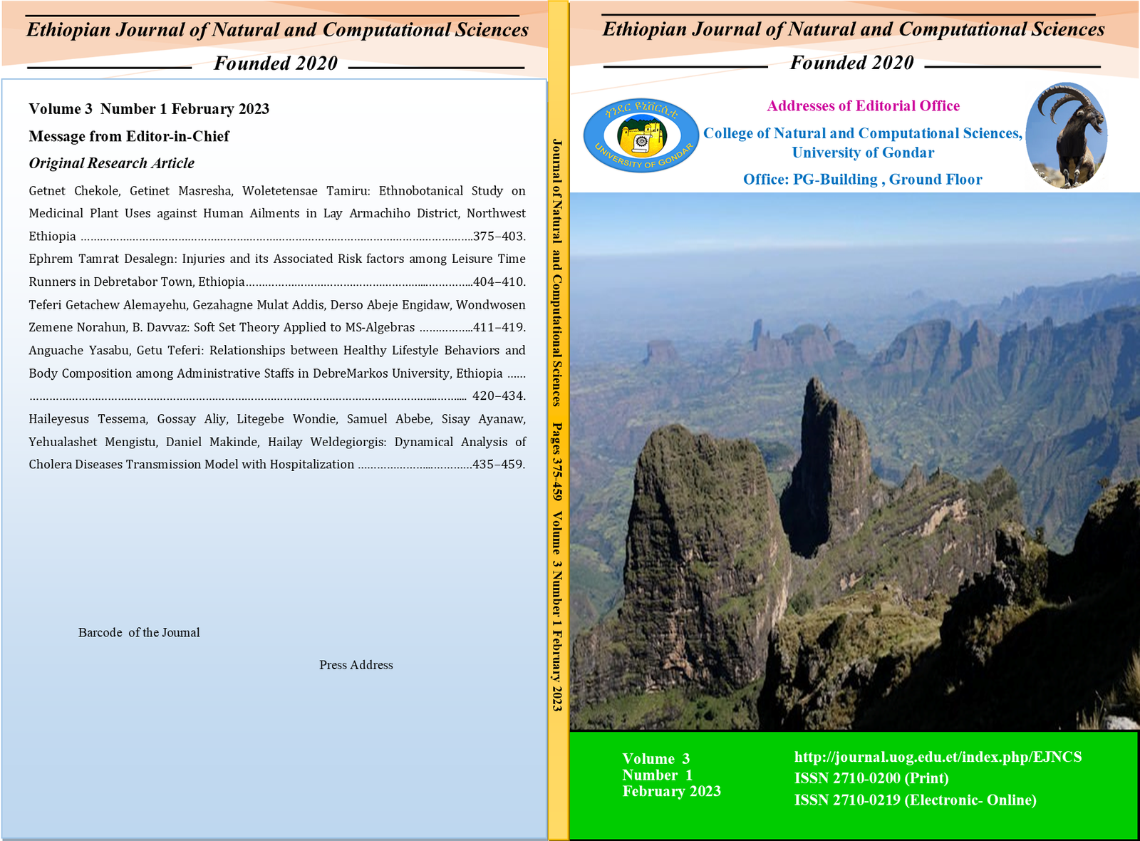 					View Vol. 3 No. 1 (2023): Ethiopian Journal of Natural and Computational Sciences
				